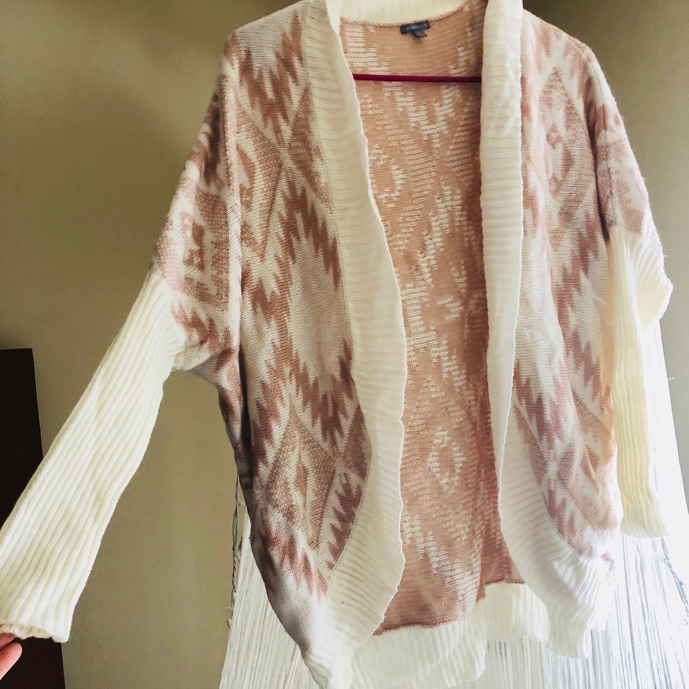 Pink and cream sweater cardigan